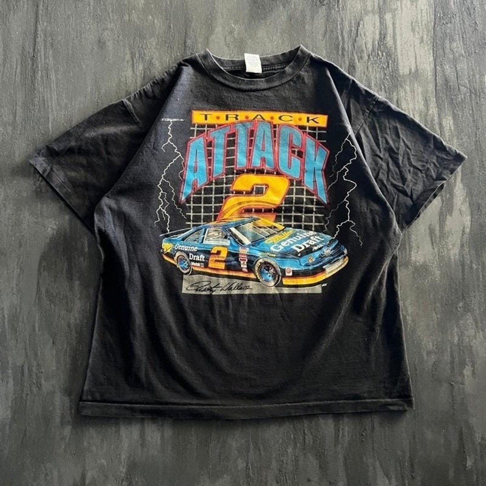 Vintage Rusty Wallace Shirt Mens XL Black 1990s Track Attack Ford